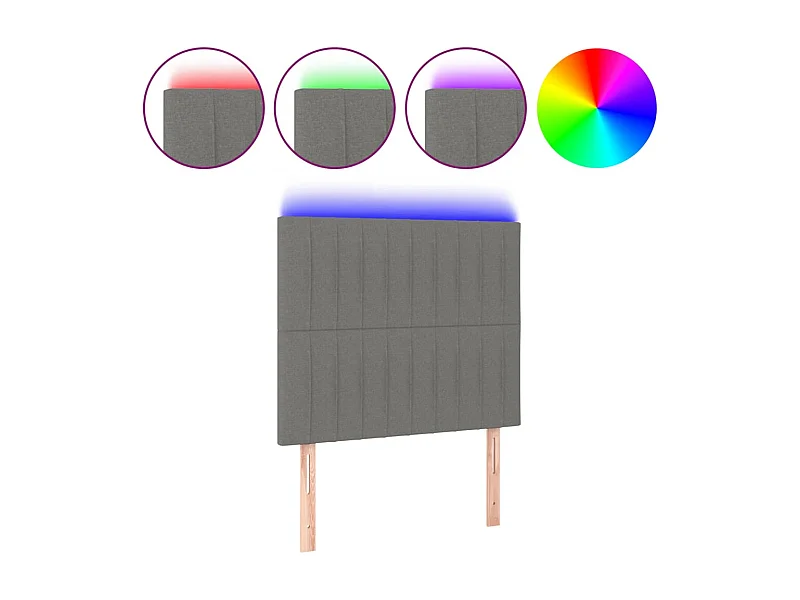 Hoofdbord LED 100x5x118/128 cm stof donkergrijs NL333823