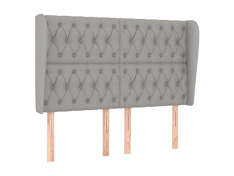 Cabeceira de cama c/ abas tecido 147x23x118/128cm cinza-claro PT332453