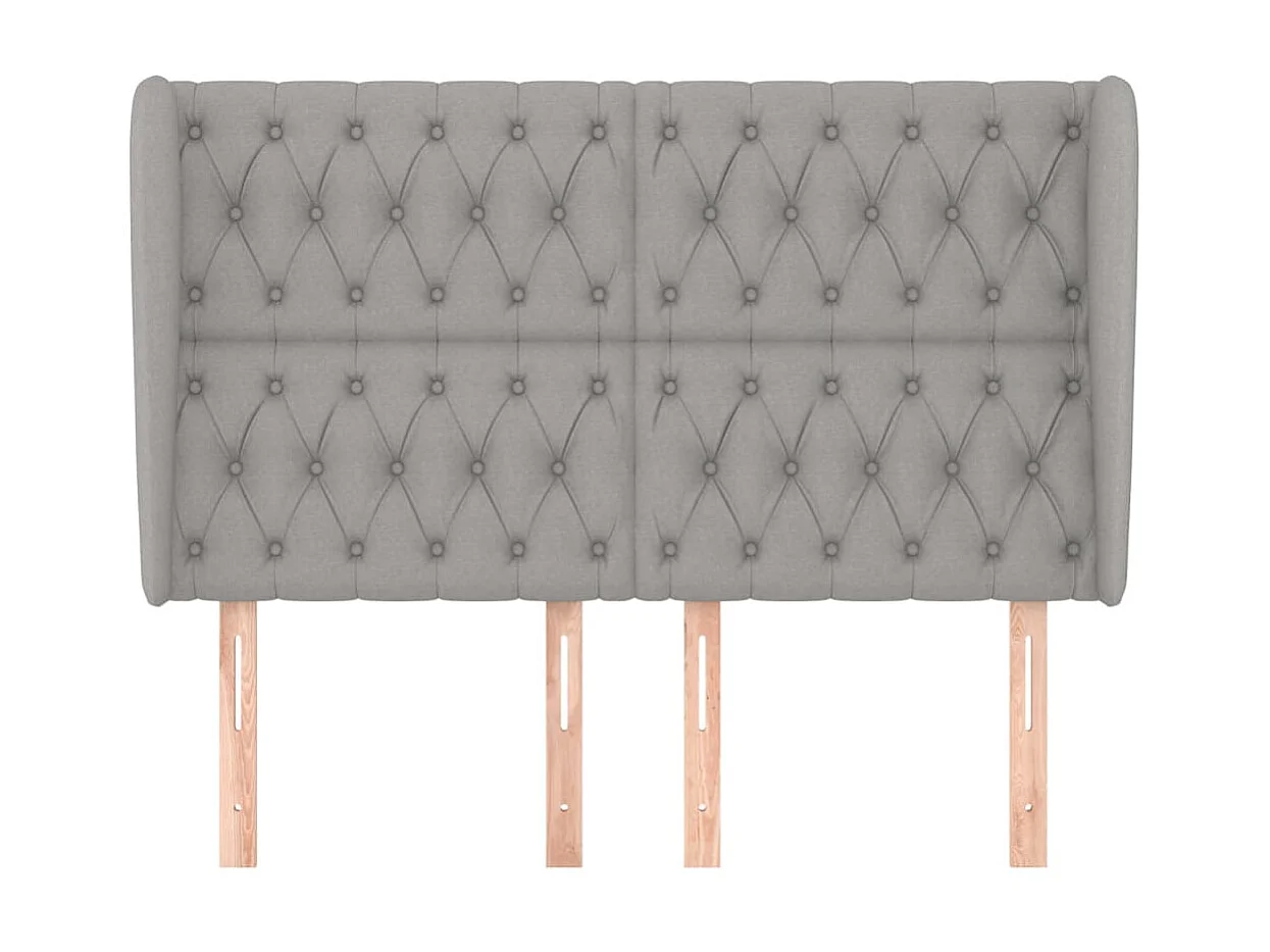 Tête de lit avec oreilles Gris clair 147x23x118/128 cm Tissu POI70415 BonneVie Meuble