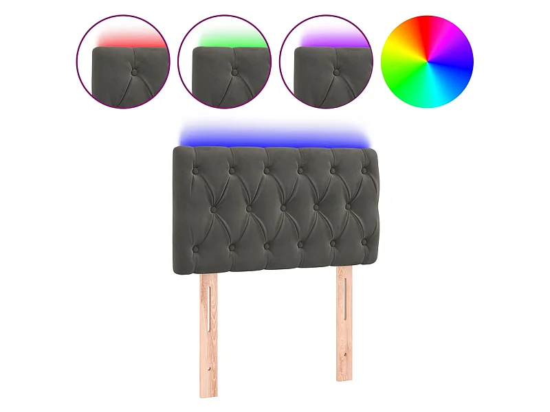 Tête de lit à LED Gris foncé 80x7x78/88 cm Velours POI87007 BonneVie Meuble