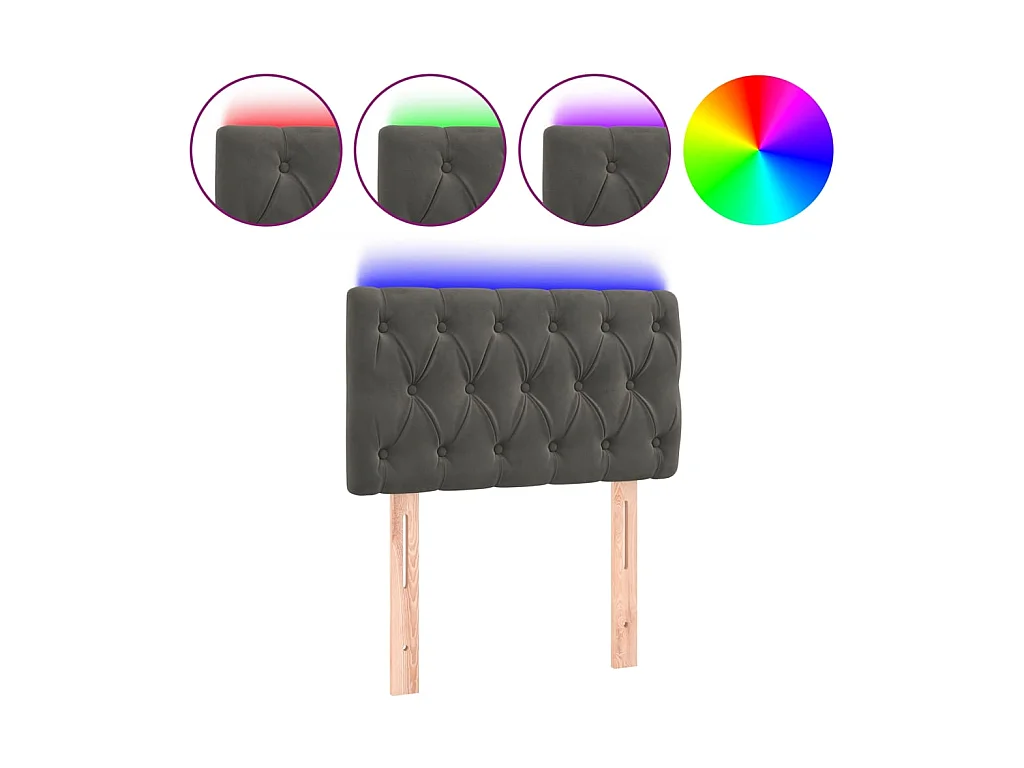 Hoofdbord LED 80x7x78/88 cm fluweel donkergrijs NL779978