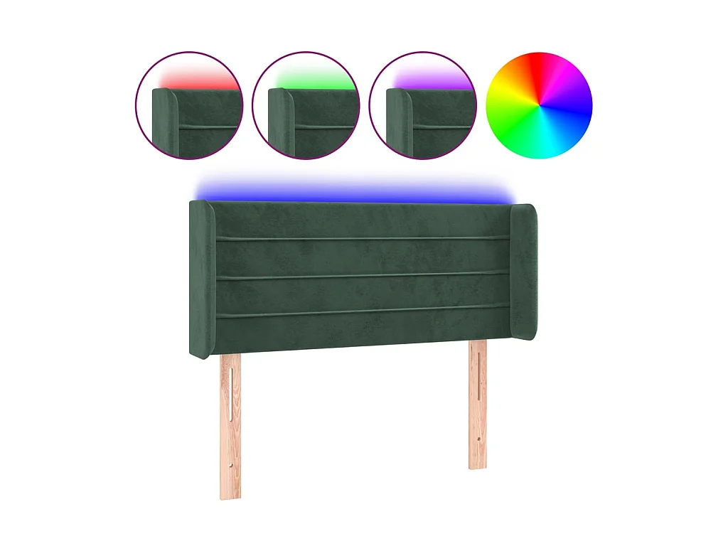Tête de lit à LED Vert foncé 93x16x78/88 cm Velours POI67475 BonneVie Meuble