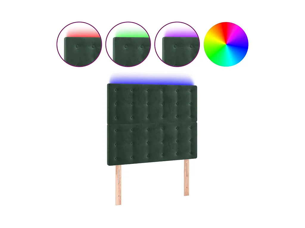 Tête de lit à LED Vert foncé 80x5x118/128 cm Velours POI57919 BonneVie Meuble