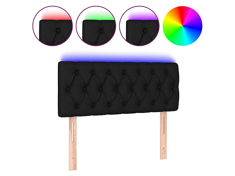 Testiera | Testata del letto a LED Nera 90x7x78/88 cm in Tessuto