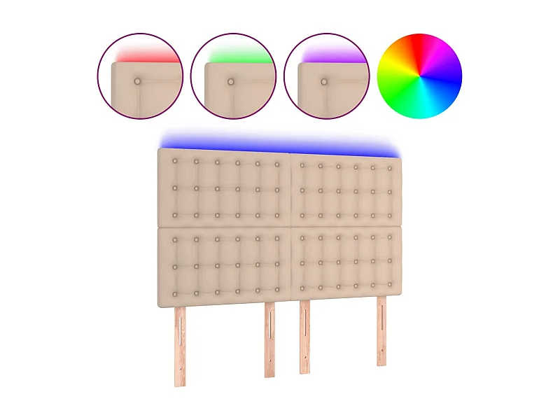 LED Kopfteil,Bettkopfteil Cappuccino-Braun 144x5x118/128cm Kunstleder -gkd37033