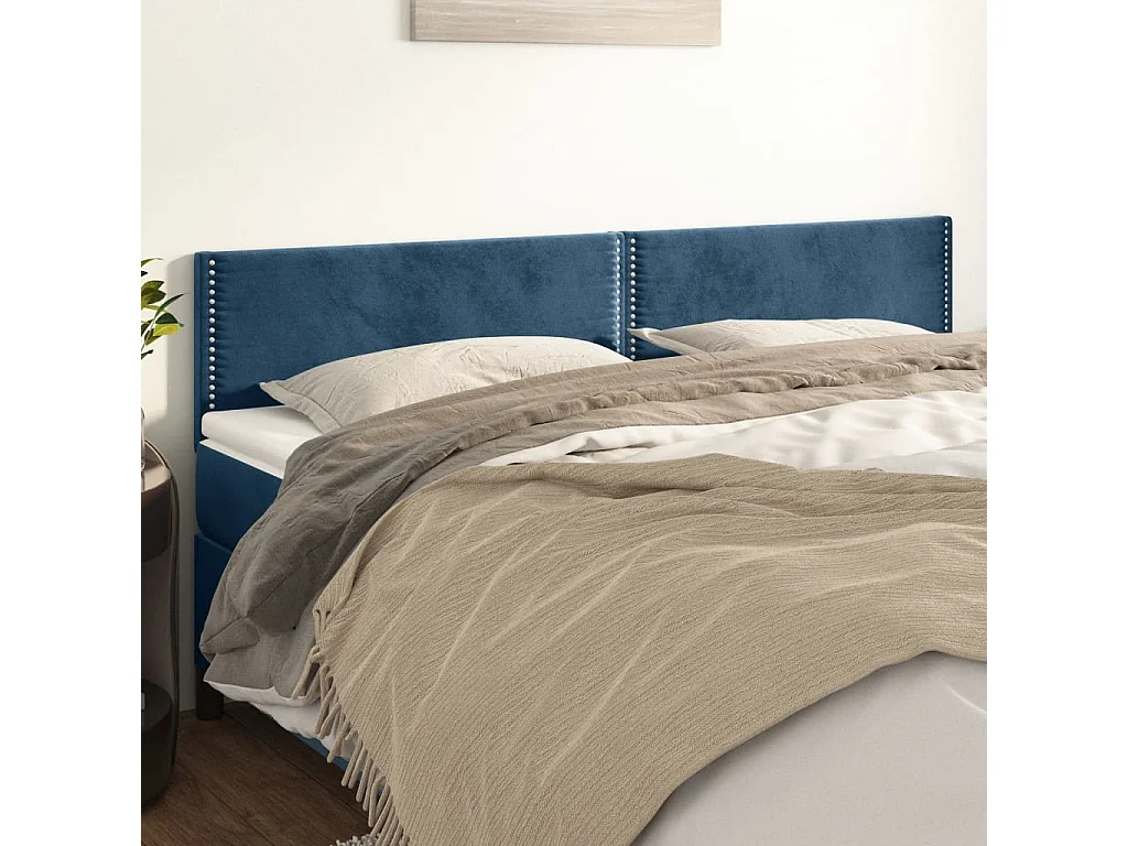 Têtes de lit 2 pcs Bleu foncé 100x5x78/88 cm Velours POI54251 BonneVie Meuble