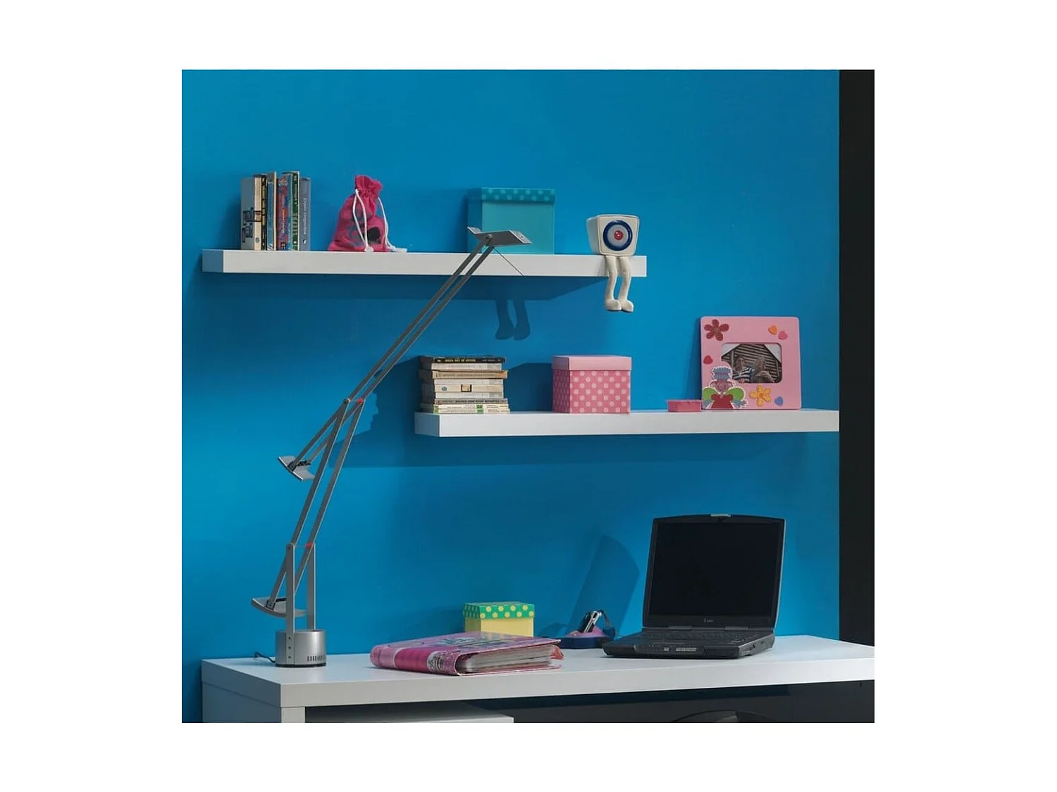 Cabecero con LED de tela azul 183x16x118/128 cm ES38151