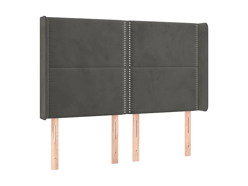 Cabeceira cama c/ abas veludo 147x16x118/128 cm cinzento-escuro PT827451