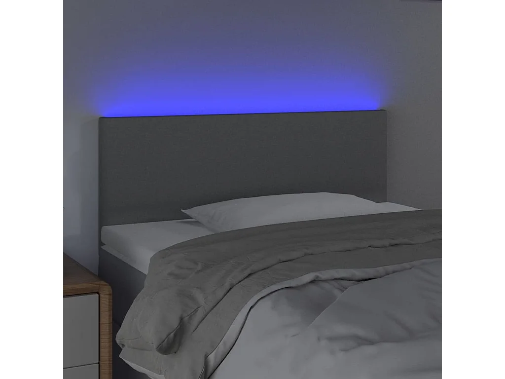 Testiera | Testata del letto a LED Grigio Chiaro 100x5x78/88 cm in Tessuto