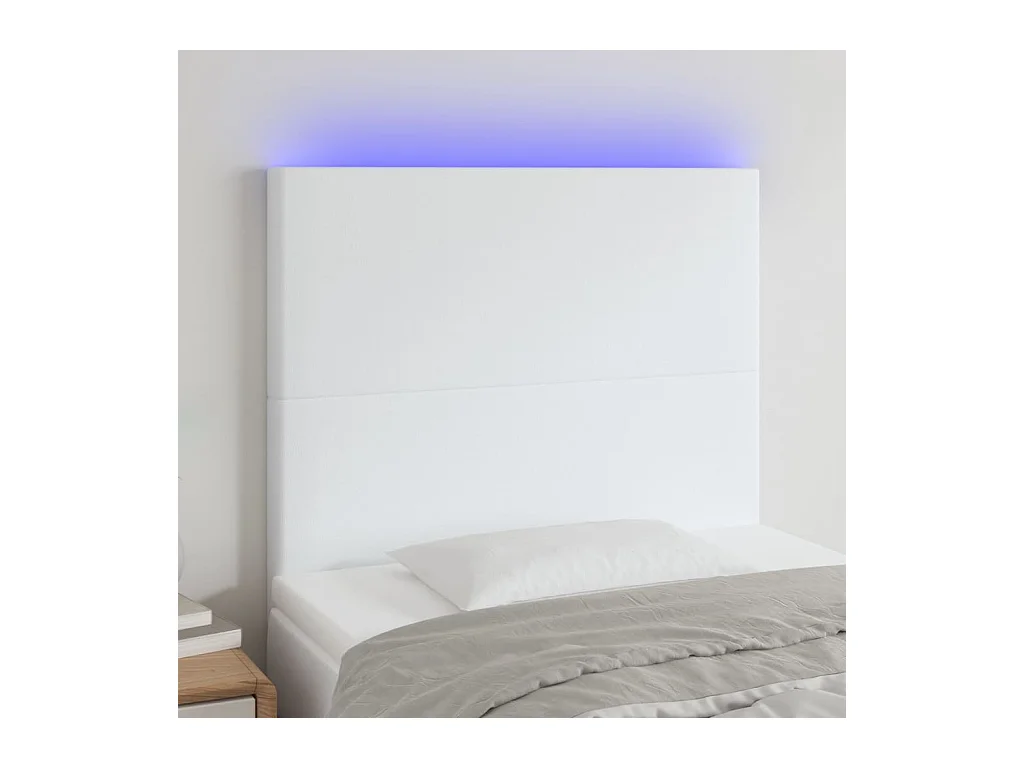 LED Kopfteil,Bettkopfteil Weiß 80x5x118/128 cm Kunstleder -gkd189467