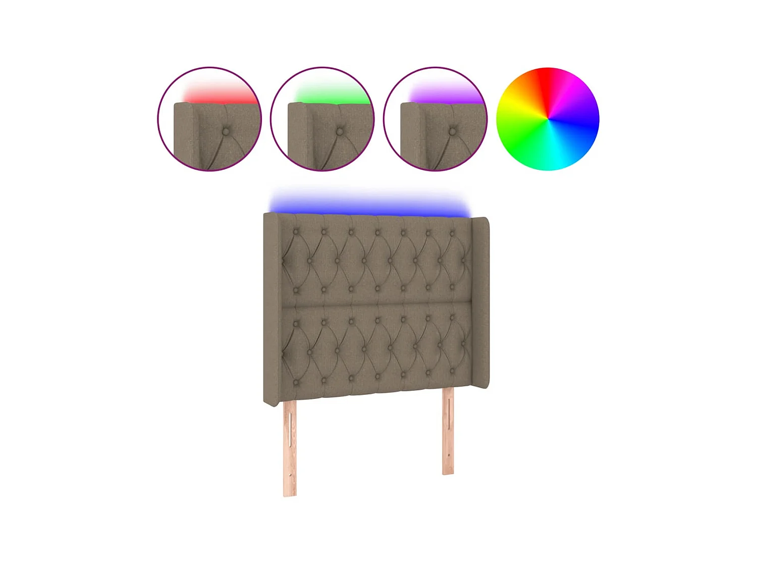 Tête de lit à LED Taupe 93x16x118/128 cm Tissu POI75212 BonneVie Meuble