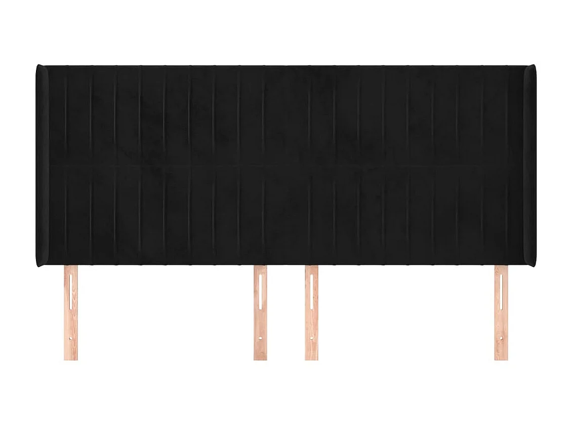 Tête de lit avec oreilles Noir 183x16x118/128 cm Velours POI47923 BonneVie Meuble