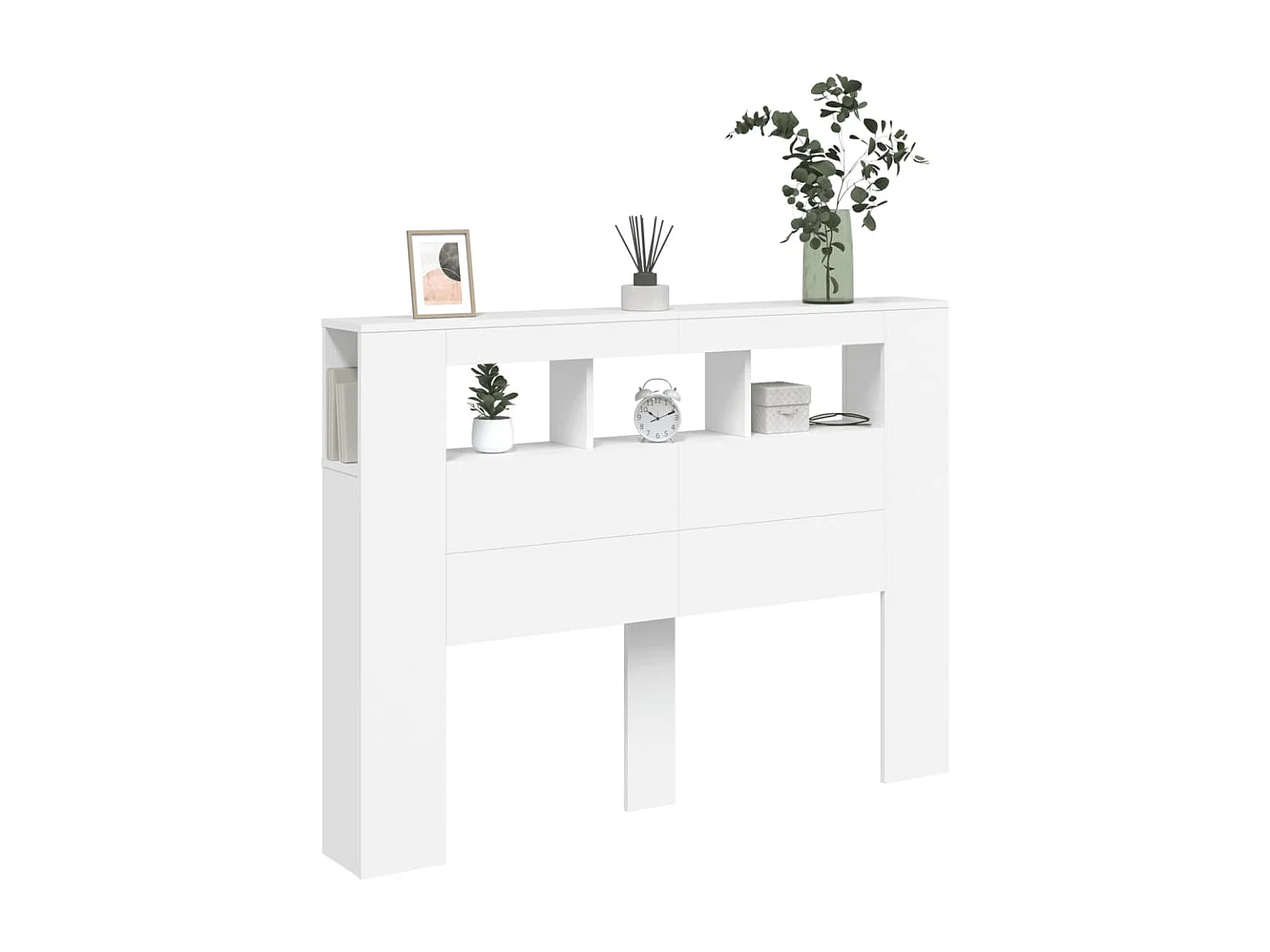 Testiera | Testata del letto LED Bianca 140x18,5x103,5 cm Legno Multistrato