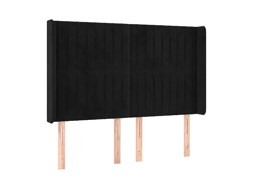 Tête de lit avec oreilles Noir 147x16x118/128 cm Velours POI88305 BonneVie Meuble