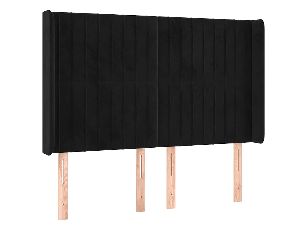 Cabeceira de cama c/ abas veludo 147x16x118/128 cm preto PT185720