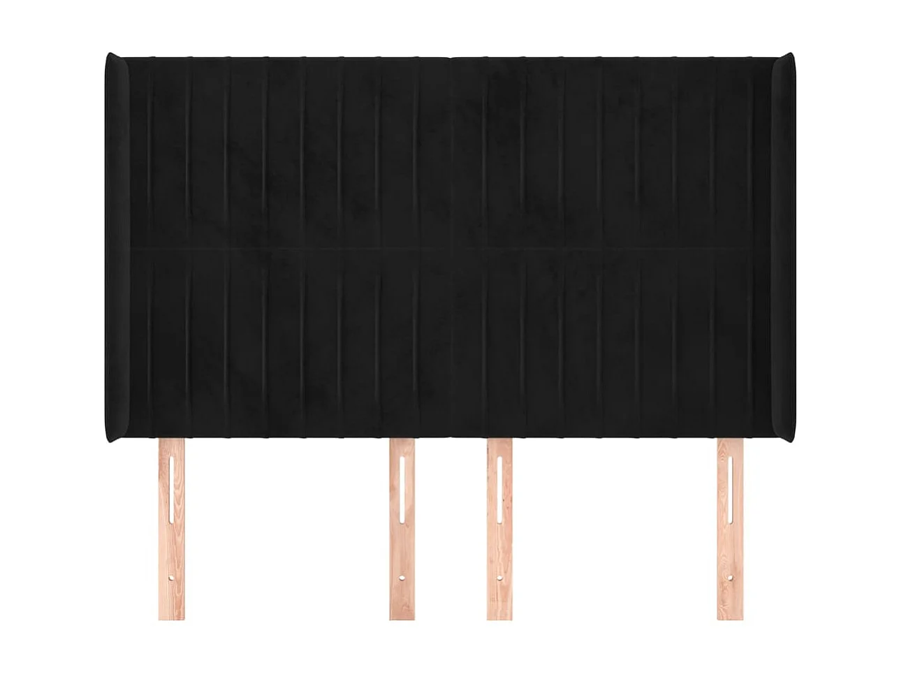 Cabeceira de cama c/ abas veludo 147x16x118/128 cm preto PT185720