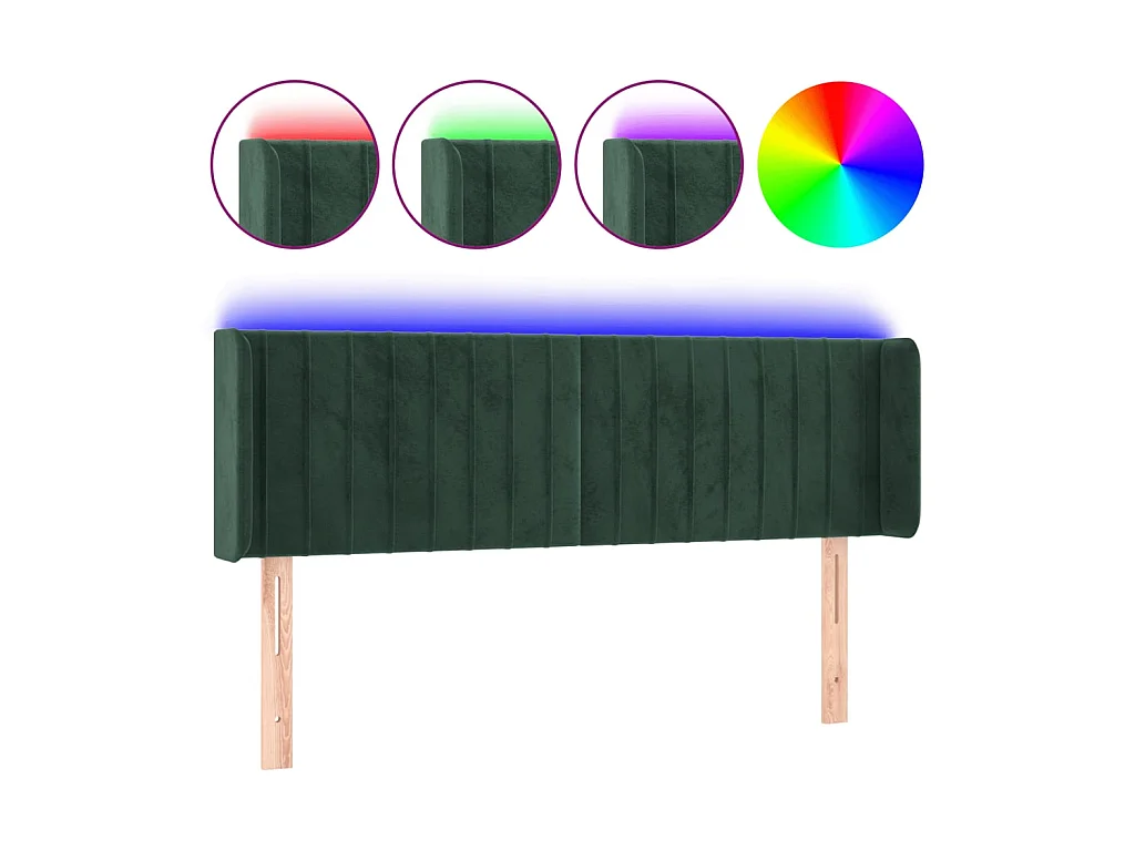 Tête de lit à LED Vert foncé 147x16x78/88 cm Velours POI12444 BonneVie Meuble