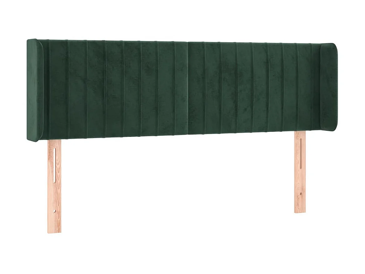 Cabeceira cama c/ luzes LED veludo 147x16x78/88 cm verde-escuro PT579966
