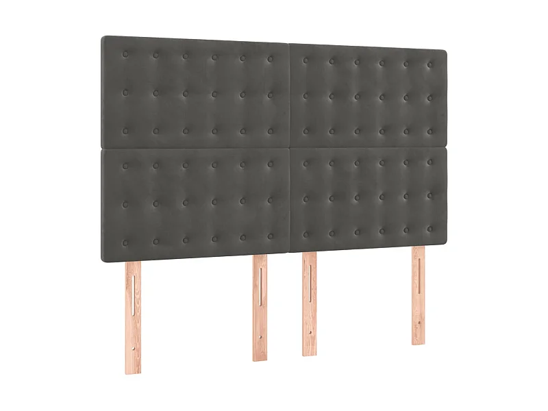 4 pcs Têtes de lit Gris foncé 72x5x78/88 cm Velours PLO27401 BonneVie Meuble