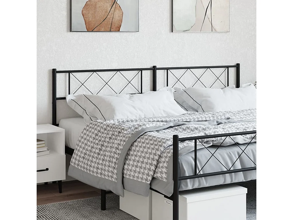 Tête de lit métal noir 200 cm POI59162 BonneVie Meuble