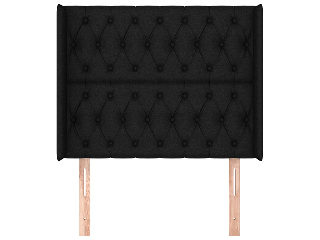 Tête de lit avec oreilles Noir 93x16x118/128 cm Tissu POI44742 BonneVie Meuble