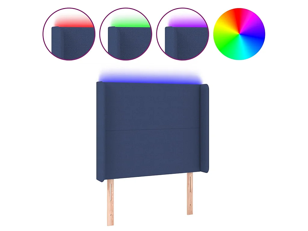 LED Kopfteil,Bettkopfteil Blau 93x16x118/128 cm Stoff -gkd982126