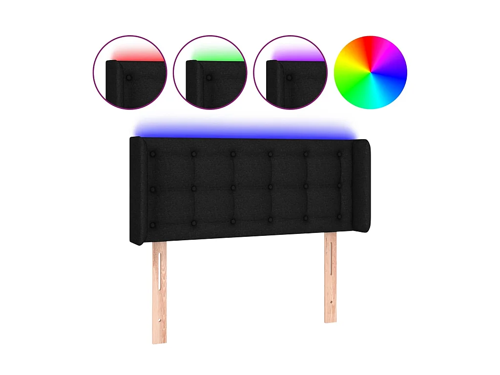 Tête de lit à LED Noir 103x16x78/88 cm Tissu  POI38982 BonneVie Meuble
