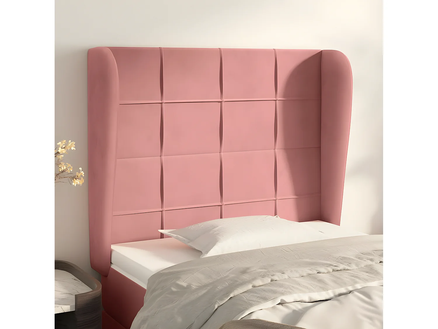 Tête de lit avec oreilles Rose 93x23x118/128 cm Velours POI75177 BonneVie Meuble