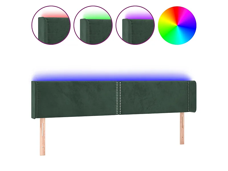 Tête de lit à LED Vert foncé 183x16x78/88 cm Velours POI48865 BonneVie Meuble