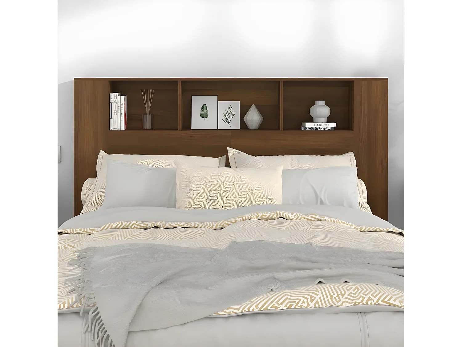 Mueble cabecero color roble marrón 160x18,5x104,5 cm ES50763