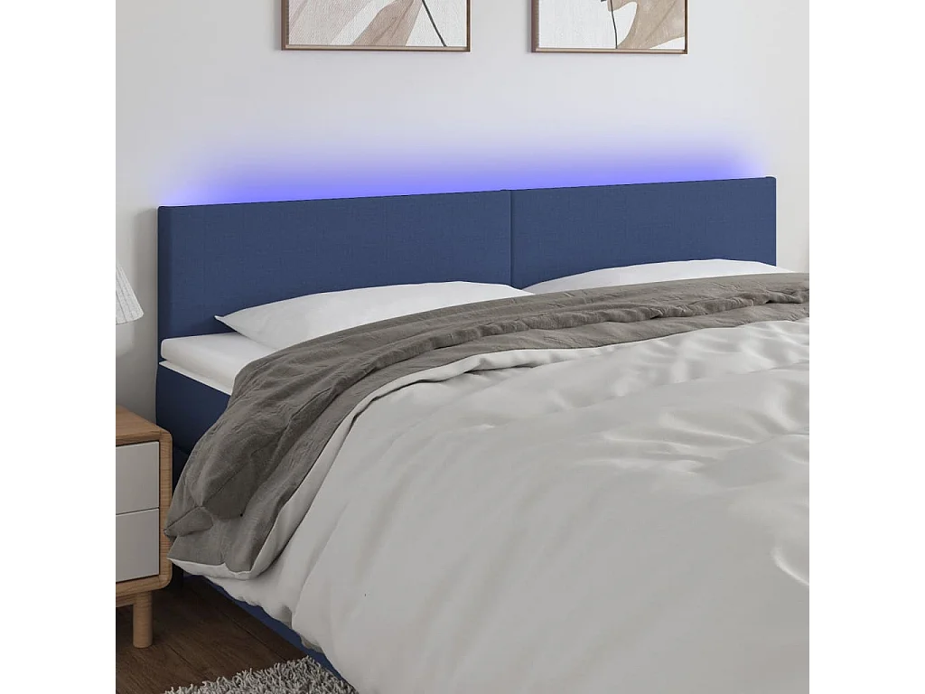 Cabecero con LED de tela azul 180x5x78/88 cm ES90003