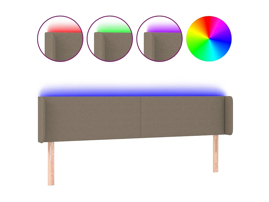 Cabecero con LED de tela gris taupe 183x16x78/88 cm ES88196