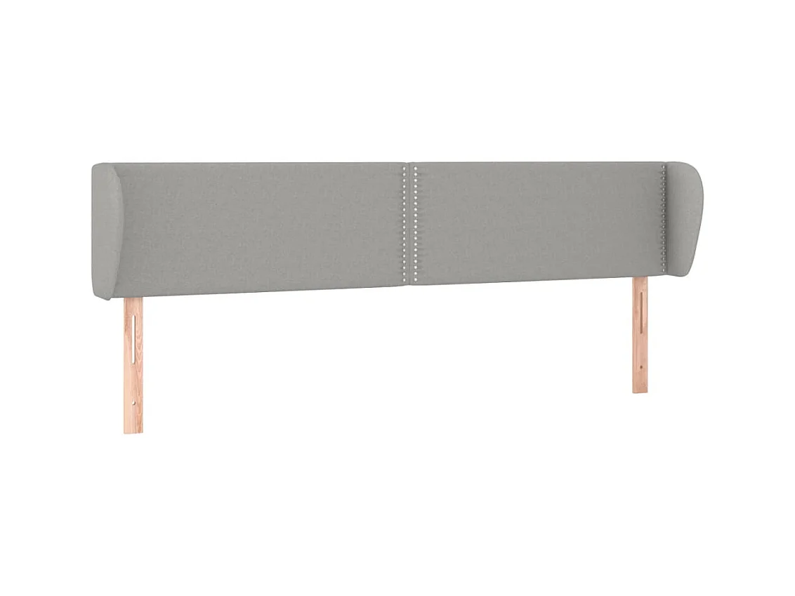 Testiera | Testata del letto ad Orecchio Grigio Chiaro 203x23x78/88 cm in Tessuto