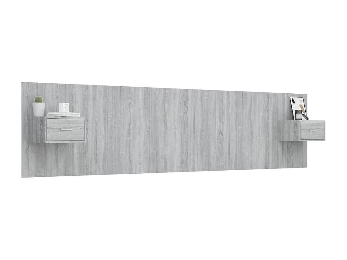 Tête de lit avec armoires sonoma gris Bois d'ingénierie POI12476 BonneVie Meuble