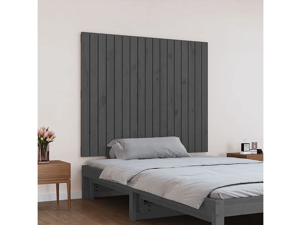 Testiera | Testata del letto da Parete Grigia 108x3x90 cm in Legno Massello di Pino