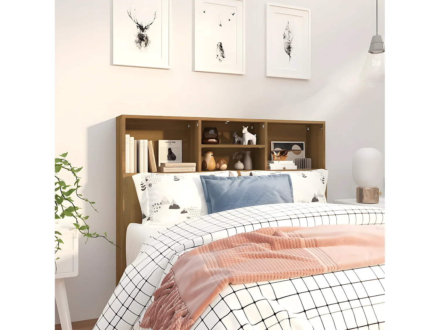 Armoire de tête de lit Chêne marron 120x19x103,5 cm POI88613 BonneVie Meuble