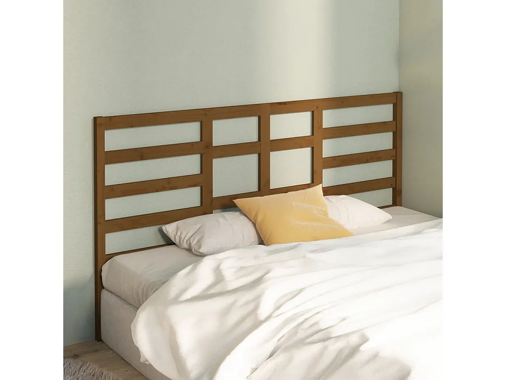 Tête de lit Marron miel 186x4x104 cm Bois massif de pin POI32914 BonneVie Meuble