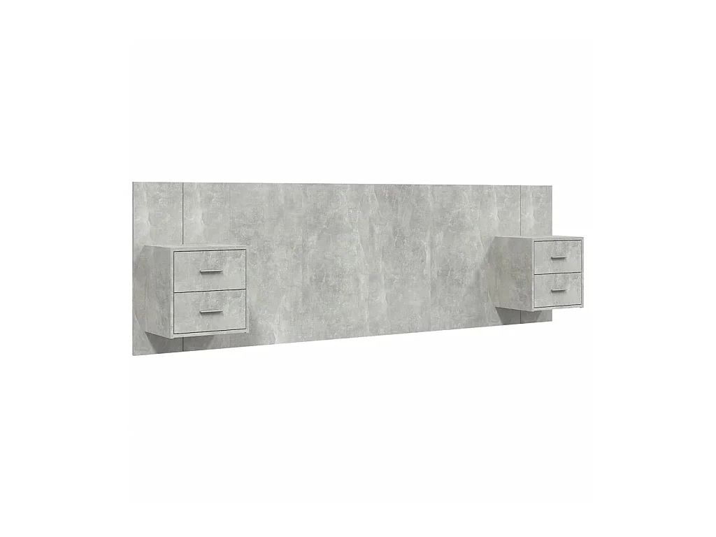 Tête de lit avec armoires Gris béton Bois d'ingénierie POI29040 BonneVie Meuble