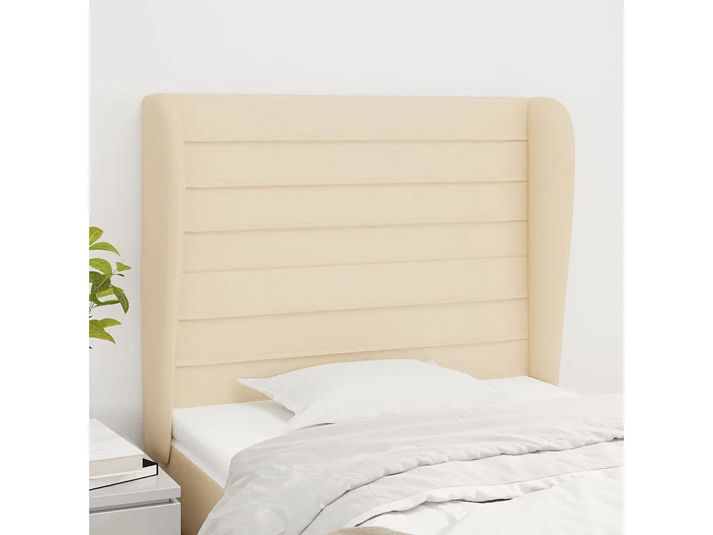 Testiera | Testata del letto ad Orecchio Crema 93x23x118/128 cm in Tessuto