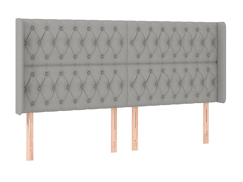 Tête de lit avec oreilles Gris clair 203x16x118/128 cm Tissu POI95263 BonneVie Meuble
