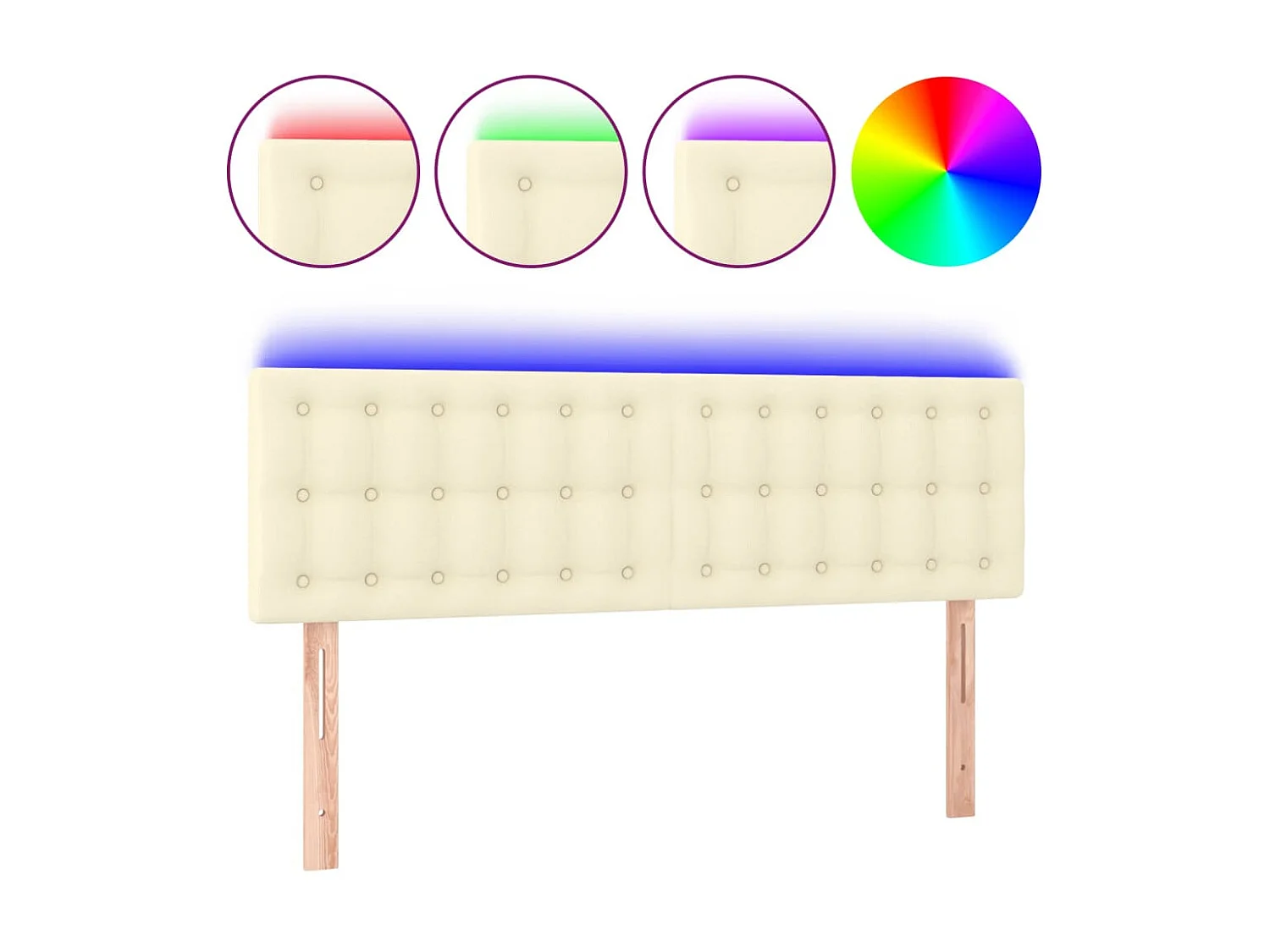 Tête de lit à LED Crème 144x5x78/88 cm Similicuir POI15973 BonneVie Meuble