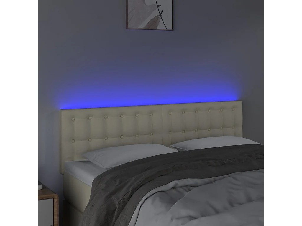 Tête de lit à LED Crème 144x5x78/88 cm Similicuir POI15973 BonneVie Meuble
