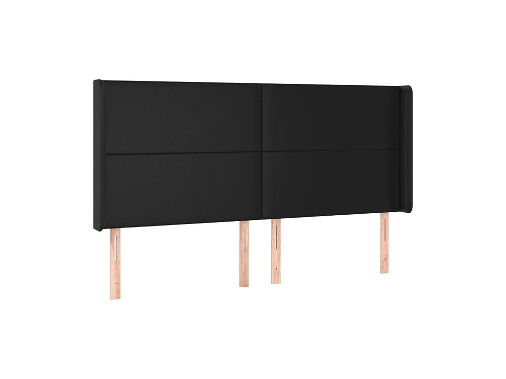 Tête de lit avec oreilles Noir 183x16x118/128 cm Similicuir POI27213 BonneVie Meuble