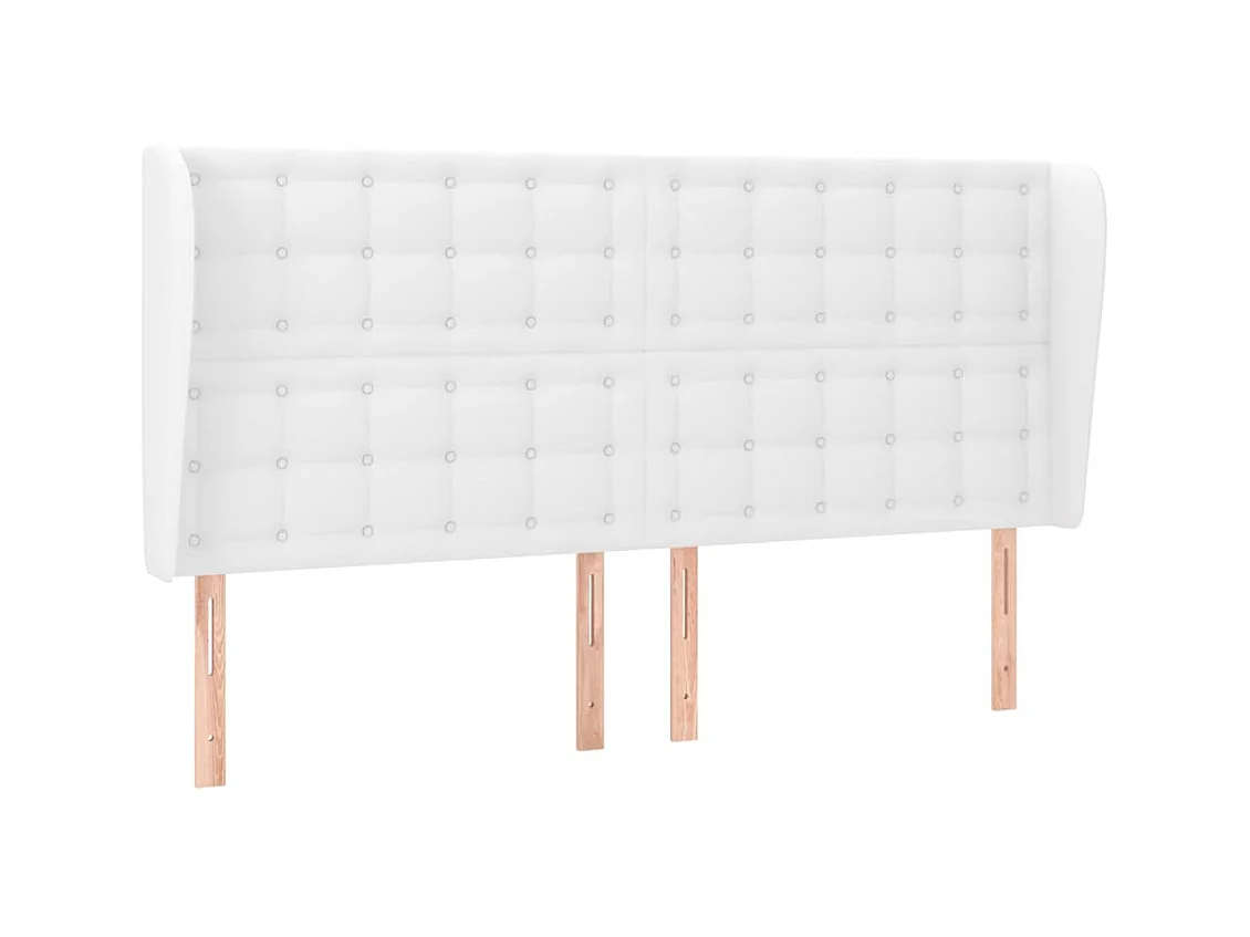Tête de lit avec oreilles Blanc 203x23x118/128 cm Similicuir POI62969 BonneVie Meuble