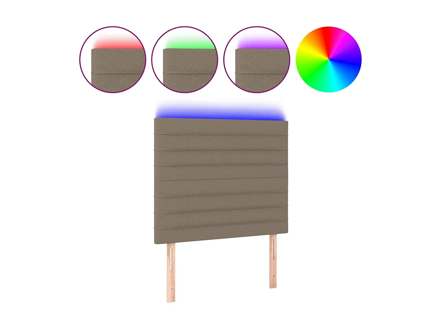 Tête de lit à LED Taupe 100x5x118/128 cm Tissu POI62511 BonneVie Meuble