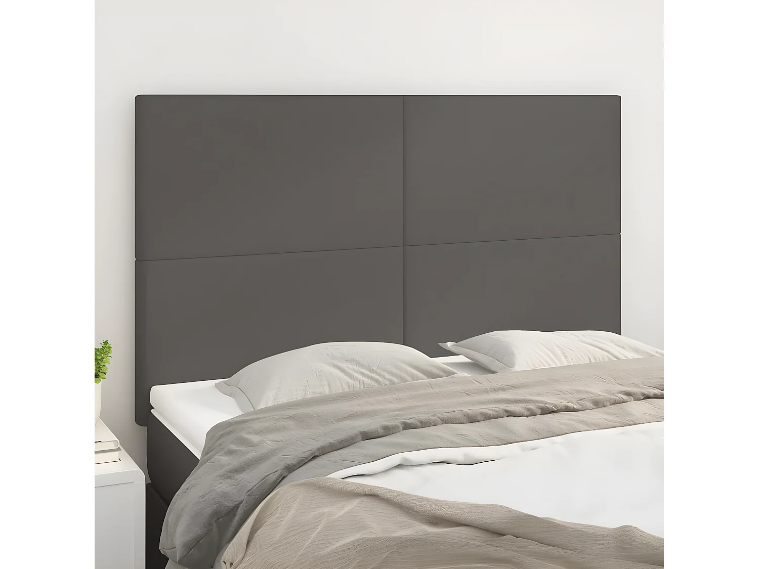 Cabeceira de cama 4 pcs couro artificial 72x5x78/88 cm cinzento PT213896