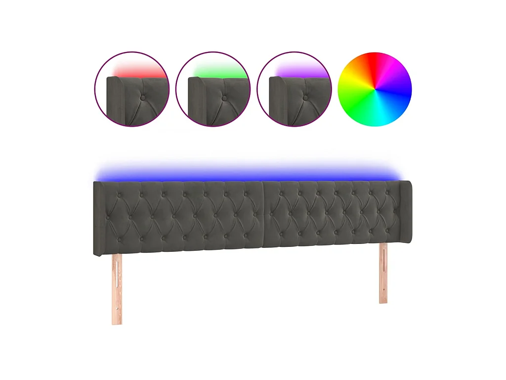 LED Kopfteil,Bettkopfteil Dunkelgrau 183x16x78/88 cm Samt -gkd778366