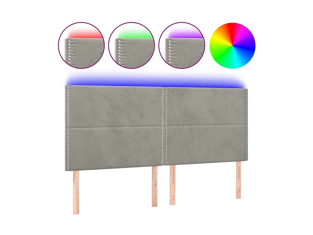 Hoofdbord LED 180x5x118/128 cm fluweel lichtgrijs NL696237