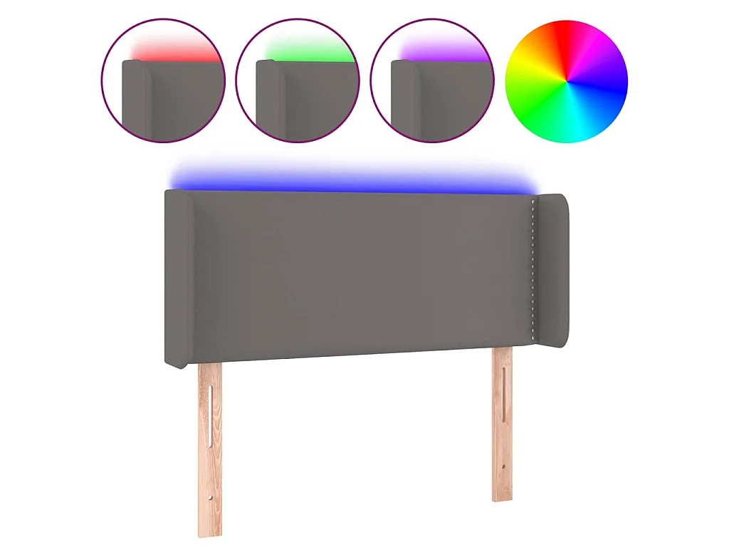 Cabeceira cama c/ LED 103x16x78/88 cm couro artificial cinzento PT530130