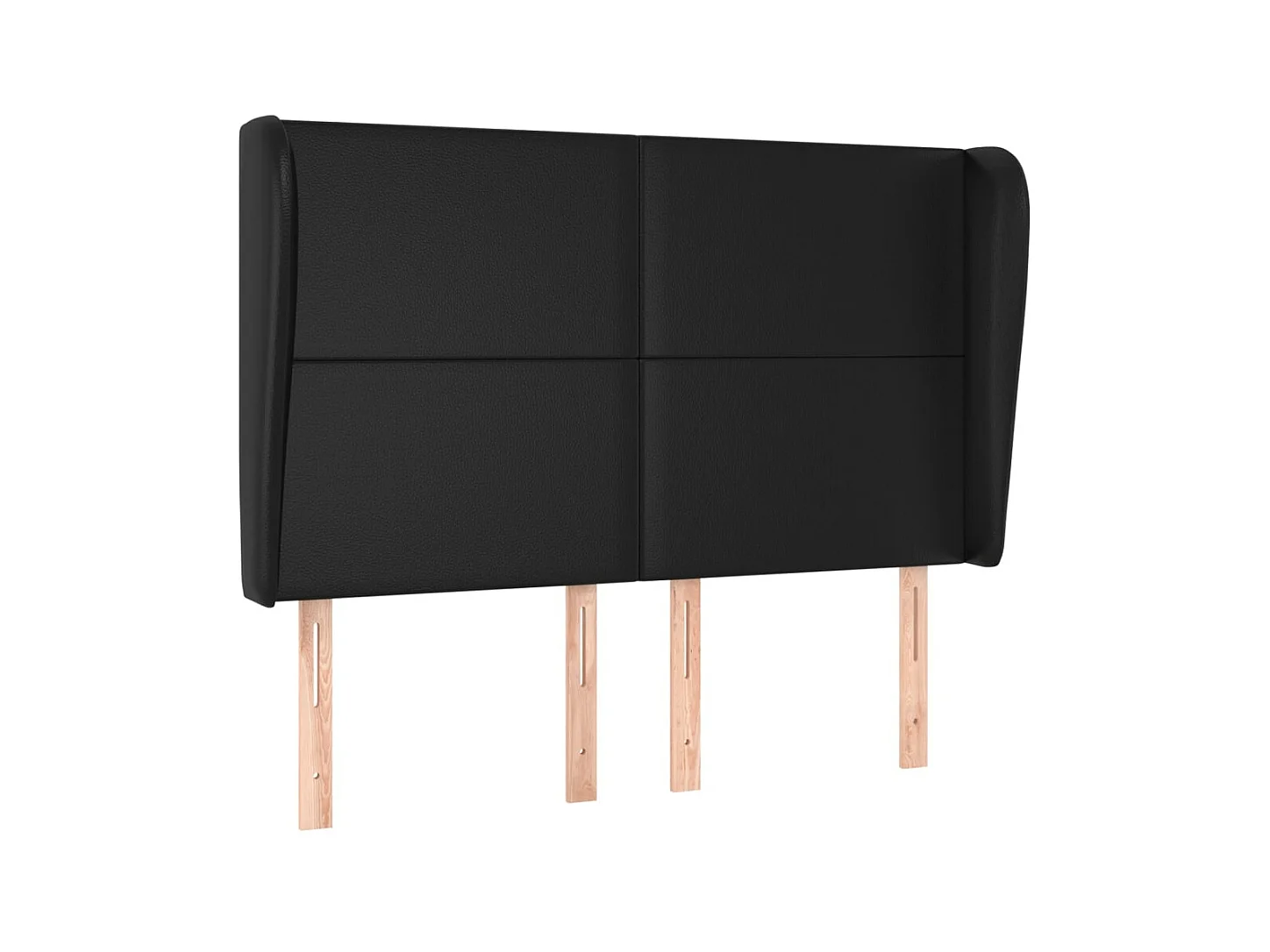 Cabecero con orejas de cuero sintético negro 147x23x118/128 cm ES96478